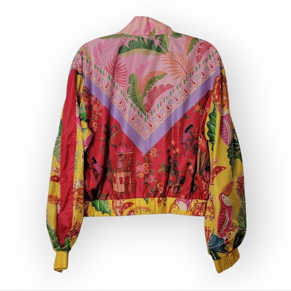 Farm Rio Mixed Scarves Wind Breaker Jacket - Picture 3 of 5